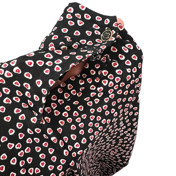 Adrianna Papell X-LARGE Moss Crepe Ruffle Neck 3/4 Sleeve Heart Patterned Top - Picture 11 of 14